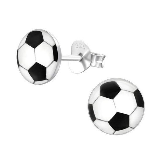 test Smash Manieren Aramat jewels ® - Ronde oorbellen voetbal 925 zilver 7mm | bol.com