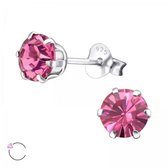 Aramat jewels ® - Oorstekers sterling zilver 6mm swarovski elements kristal roze