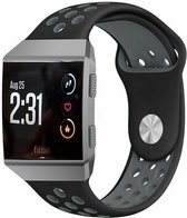 Siliconen Smartwatch bandje - Geschikt voor  Fitbit Ionic sport band - zwart/grijs - Maat: L - Horlogeband / Polsband / Armband