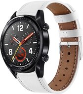 Leer Smartwatch bandje - Geschikt voor  Huawei Watch GT bandje leer - wit - 46mm - Horlogeband / Polsband / Armband