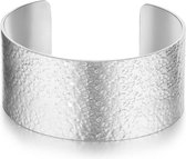 Twice As Nice Armband in edelstaal, open bangle, gehamerd  6,5 cm