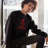 Foute Kersttrui Zwart - Keep Calm It’s Only Christmas Red - Maat S - Kerstkleding voor dames & heren