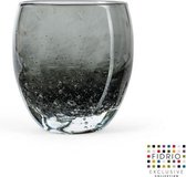 Design vaas  - Fidrio GREY BUBBLES - glas, mondgeblazen bloemenvaas - diameter 11,5 cm hoogte 12 cm