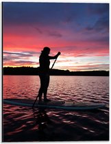 Dibond - Silhouet op het Water - 30x40cm Foto op Aluminium (Met Ophangsysteem)