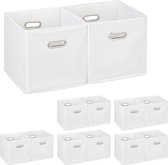 Relaxdays 12x opbergbox stof - opvouwbaar - opbergmand - 30 cm - kast organizer – wit