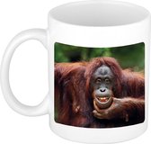 Dieren foto mok grappige orangoetan - apen beker wit 300 ml