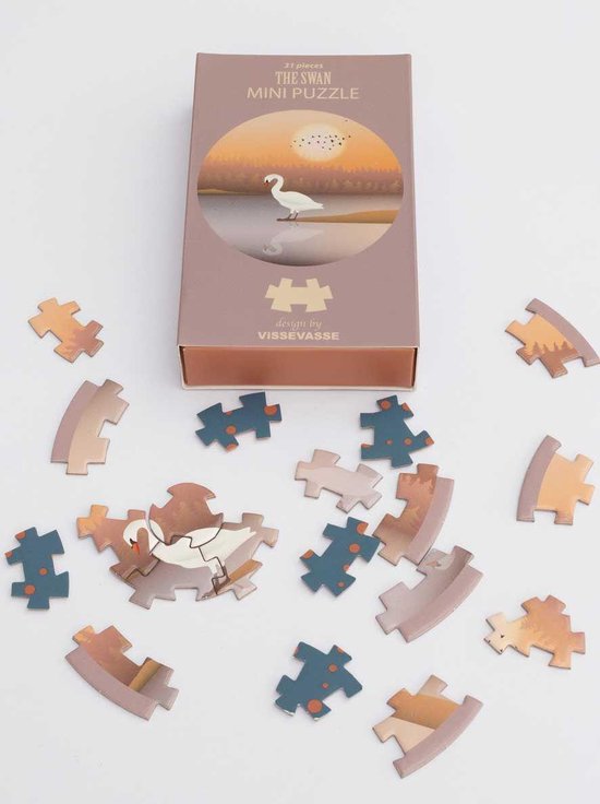 Vissevasse mini puzzel volwassenen - Zwaan - 10 x 13 cm | bol.com