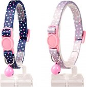 Duvo+ Kattenhalsband bolletjes nylon Blauw 20-30cm / 10mm, LET OP PER STUK, ALLEEN DE KLEUR BLAUW WORD GELEVERD !!