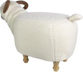 Kruk Schapenvacht  Gekleurd Hout 64x32x36cm