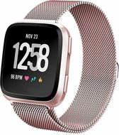 Milanees Smartwatch bandje - Geschikt voor  Fitbit Versa / Versa 2 Milanese band - rosé pink - Maat: L - Horlogeband / Polsband / Armband