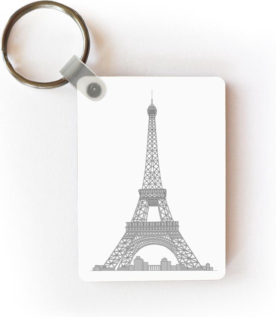 Sleutelhanger - Een grijzige illustratie Eiffeltoren - Uitdeelcadeautjes - Plastic