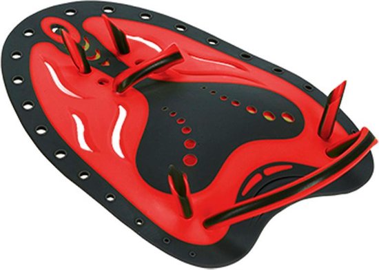 Aquafeel Zwempaddles Rood / Zwart met verstelbare band - Maat M - Aquafeel