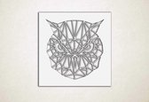 Line Art - Uil vierkant 2 - S - 45x45cm - Wit - geometrische wanddecoratie