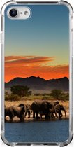 Bumper Hoesje Geschikt voor iPhone SE 2022/2020 | Geschikt voor iPhone 8/7 Telefoonhoesje met doorzichtige rand Olifanten