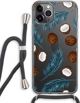 Case Company® - Hoesje met koord geschikt voor iPhone 11 Pro Max hoesje met Koord - Kokosnoot - Telefoonhoesje met Zwart Koord - Extra Bescherming aan alle Kanten en Over de Schermrand