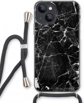 Case Company® - Hoesje met koord geschikt voor iPhone 13 mini hoesje met Koord - Zwart Marmer - Telefoonhoesje met Zwart Koord - Extra Bescherming aan alle Kanten en Over de Schermrand