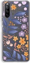 Case Company® - Hoesje geschikt voor Sony Xperia 10 III hoesje - Flowers with blue leaves - Soft Cover Telefoonhoesje - Bescherming aan alle Kanten en Schermrand
