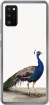 Geschikt voor Samsung Galaxy A41 hoesje - Pauw - Veren - Vogel - Kinderen - Jongens - Meisjes - Siliconen Telefoonhoesje