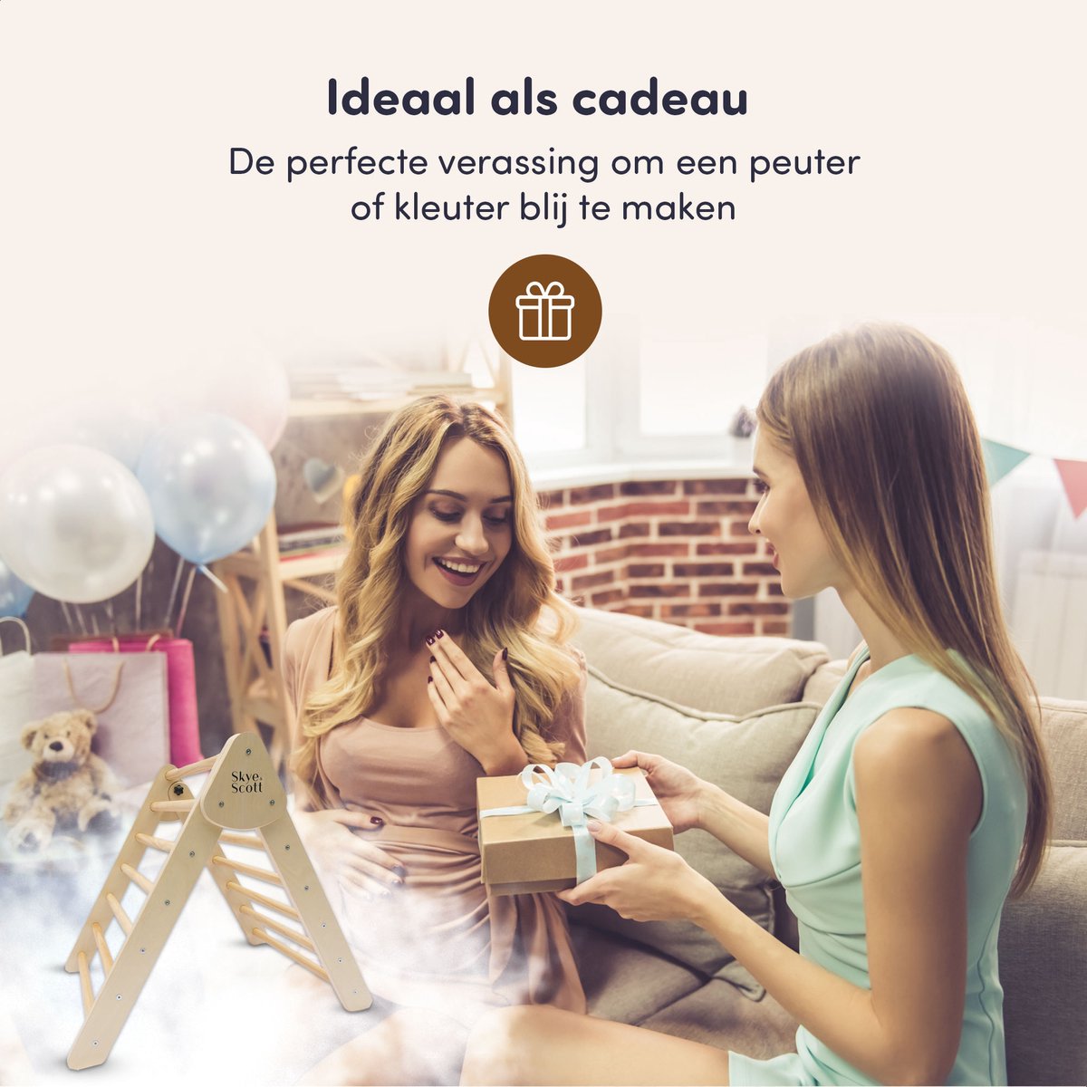 Skye & Scott Houten Klimrek - Pikler - Klimdriehoek - Inclusief Glijd- en Klauterplankje — afbeelding 7