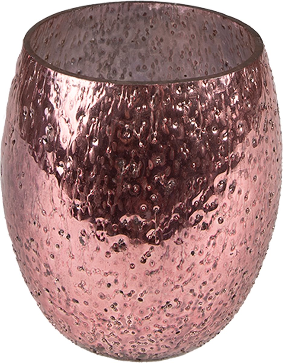 Theelichthouder Ø 10x10 cm Roze Glas