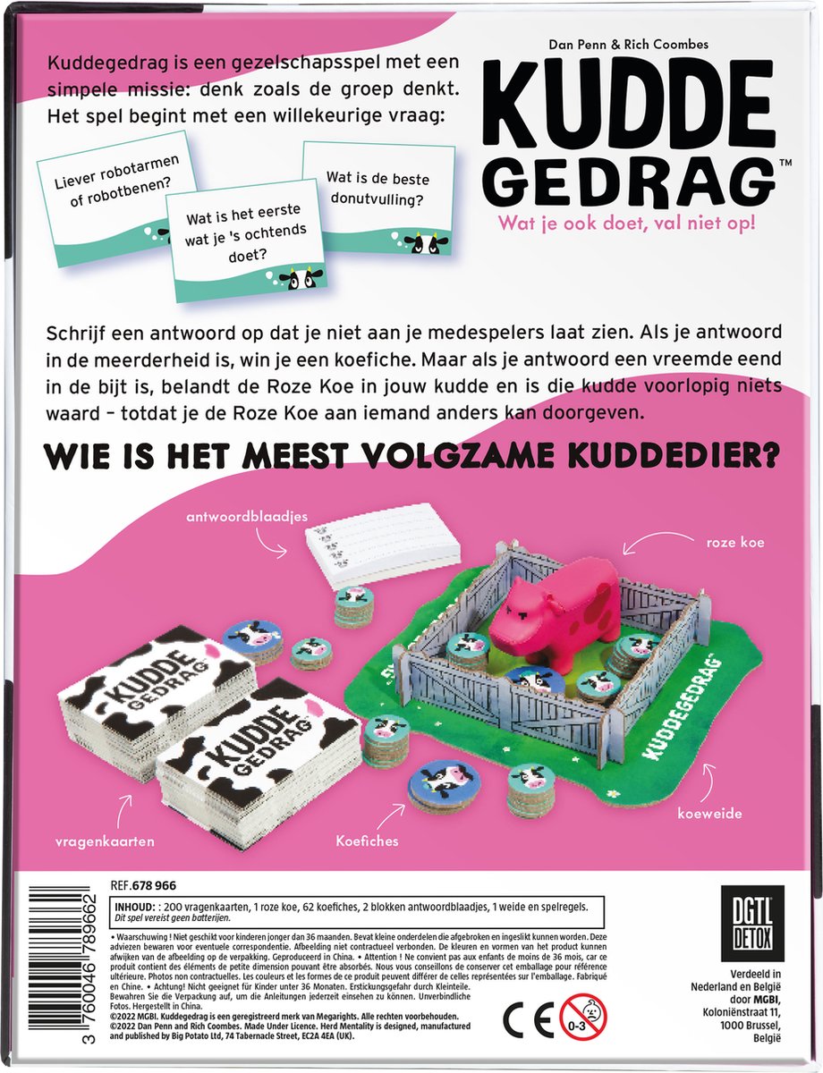 Megableu Kuddegedrag - Partyspel voor Grote Groepen - Grappig Familiespel Vanaf 10 Jaar - 4-20 Spelers - Denk als de Kudde of Krijg de Roze Koe — afbeelding 11