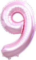 Folie Ballon Cijfer 9 Jaar Roze 70Cm Verjaardag Folieballon Met Rietje