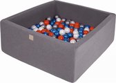 Vierkante Ballenbak incl. 400 ballen - 110x110x40 cm - Donker Grijs - Parel Blauw, Parel Wit, Oranje, Zilver