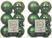 24x stuks kunststof kerstballen groen 6 cm - Mat/glans - Onbreekbare plastic kerstballen