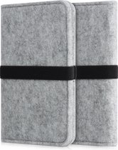 kwmobile Telefoonhoesje van vilt - Hoesje voor smartphone met elastische band - Flip cover in lichtgrijs / zwart - Binnenmaat 15,2 x 8,5 cm