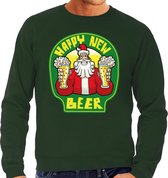 Grote maten foute Kersttrui / sweater - oud en nieuw / nieuwjaar trui - happy new beer / bier - groen voor heren - kerstkleding / kerst outfit XXXXL