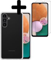 Hoesje Geschikt voor Samsung A13 5G Hoesje Siliconen Case Met Screenprotector - Hoes Geschikt voor Samsung Galaxy A13 5G Hoes Siliconen - Transparant