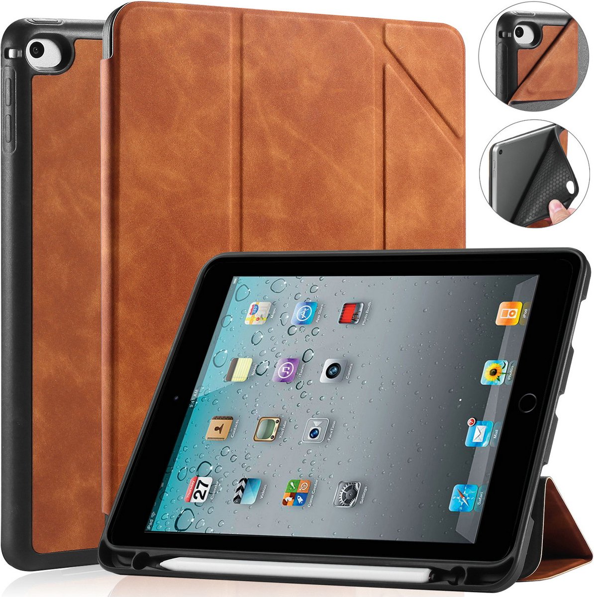 CaseMe - Tablet hoes geschikt voor iPad Mini 7.9 (2019) - Ming Book Case - Tablethoes met Auto Wake/Sleep functie - Bruin