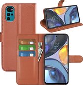 Motorola Moto G22 Hoesje - MobyDefend Kunstleren Wallet Book Case (Sluiting Voorkant) - Bruin - GSM Hoesje - Telefoonhoesje Geschikt Voor Motorola Moto G22