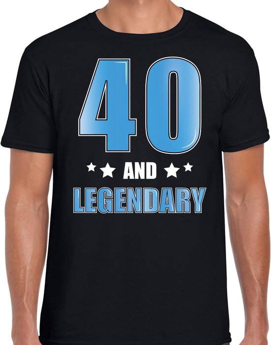 40 and legendary verjaardag cadeau t-shirt shirt zwart met