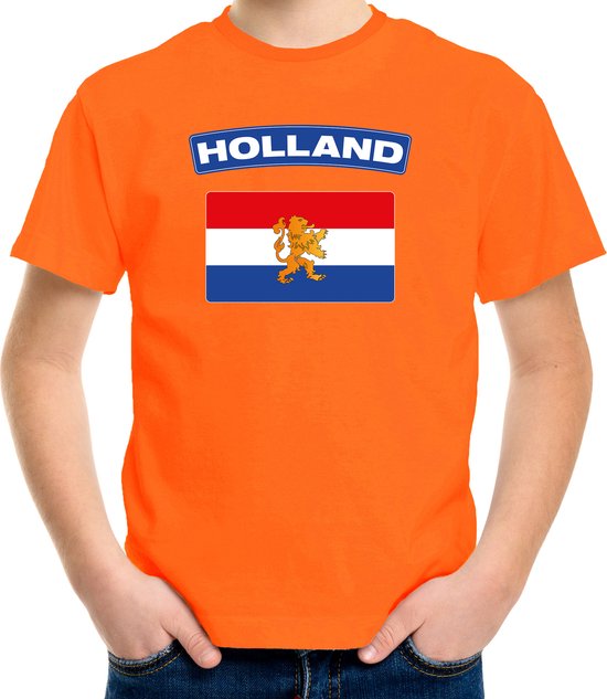 T-shirt met Hollandse vlag oranje kinderen 158/164
