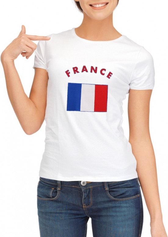 T-shirt femme blanc avec drapeau de la France L | bol