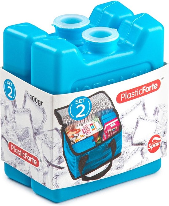 Plasticforte kleine koelelementen - 6x stuks - 100 grams - 7 x 8 cm - blauw - plastic — afbeelding 3