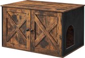 Kattenbak, kattenhuis, met deuren, vintage bruin-zwart