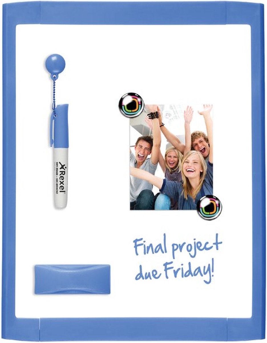 Nobo Mini Magnetisch Whiteboard - Inclusief Marker, Magneten, Wisser en Montage Pads - 21,6 x 28 cm - Geassorteerde kleur thumbnail 2