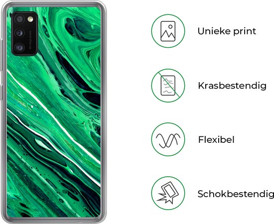 Coque Samsung Galaxy A41 - Marbre - Peinture à l'huile - Vert - Coque de téléphone en Siliconen