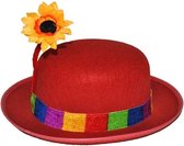 Clowns carnaval verkleed hoedje met bloem voor volwassenen