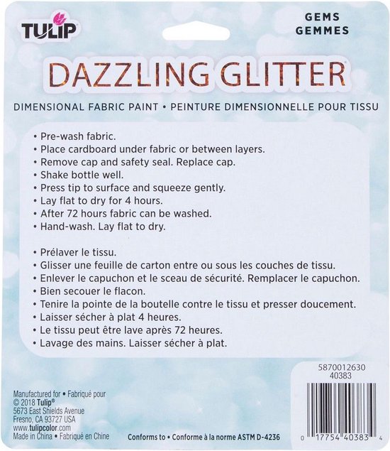 Tulip Dimensional fabric paint dazzling glitters Gems bol