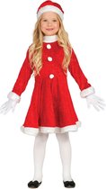 Budget Kerstjurkje - verkleed kostuum - met muts - voor meisjes 92/104