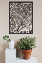 Houten Stadskaart Leiden Zwart Mdf 50x70cm Wanddecoratie Voor Aan De Muur City Shapes