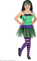 Widmann - Halloween Kostuum - Beetje Zielig Groen Monster - Meisje - Groen, Paars - Maat 110 - Halloween - Verkleedkleding