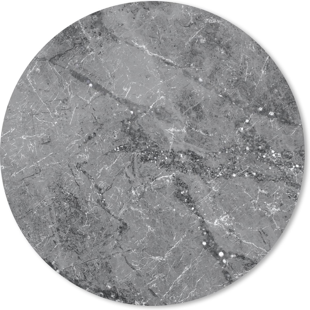 Muismat rond 30x30 cm - Mousepad Marmer - Grijs - Wit - Ronde muismatten