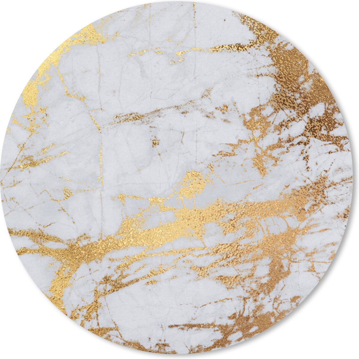 Muismat rond 30x30 cm - Mousepad Marmer - Grijs - Goud - Ronde muismatten