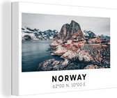 Canvas Schilderij Noorwegen - Gletsjers - Meer - 30x20 cm - Wanddecoratie