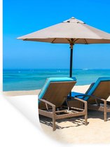 Stickers muraux - Chaise de plage - Parasol - Été - Mer - 120x160 cm - Film adhésif XXL