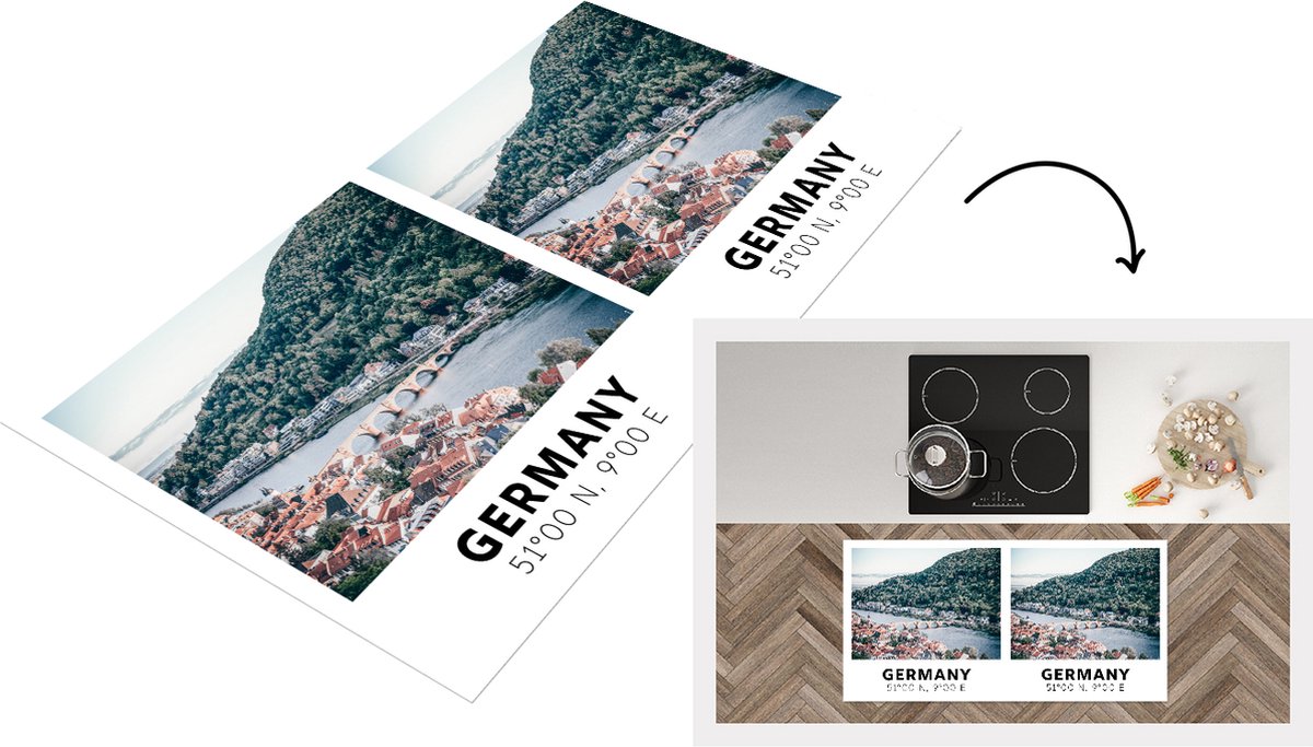 KitchenYeah Keukenloper - Loper keuken - Duitsland - Heidelberg - Zomer - Water - 120x60 cm - Keukenloper vinyl Multicolor